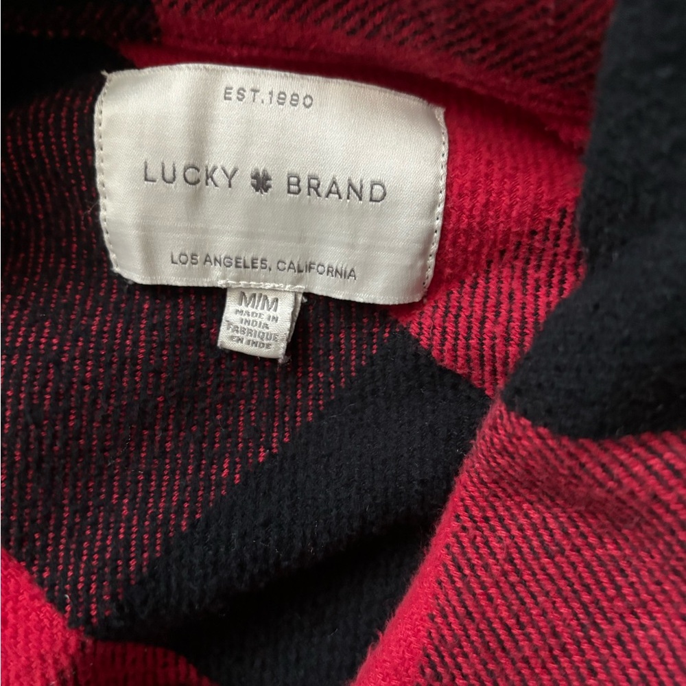 Lucky Brand Red/Black Plaid Shacket Medium - Picture 6 of 7